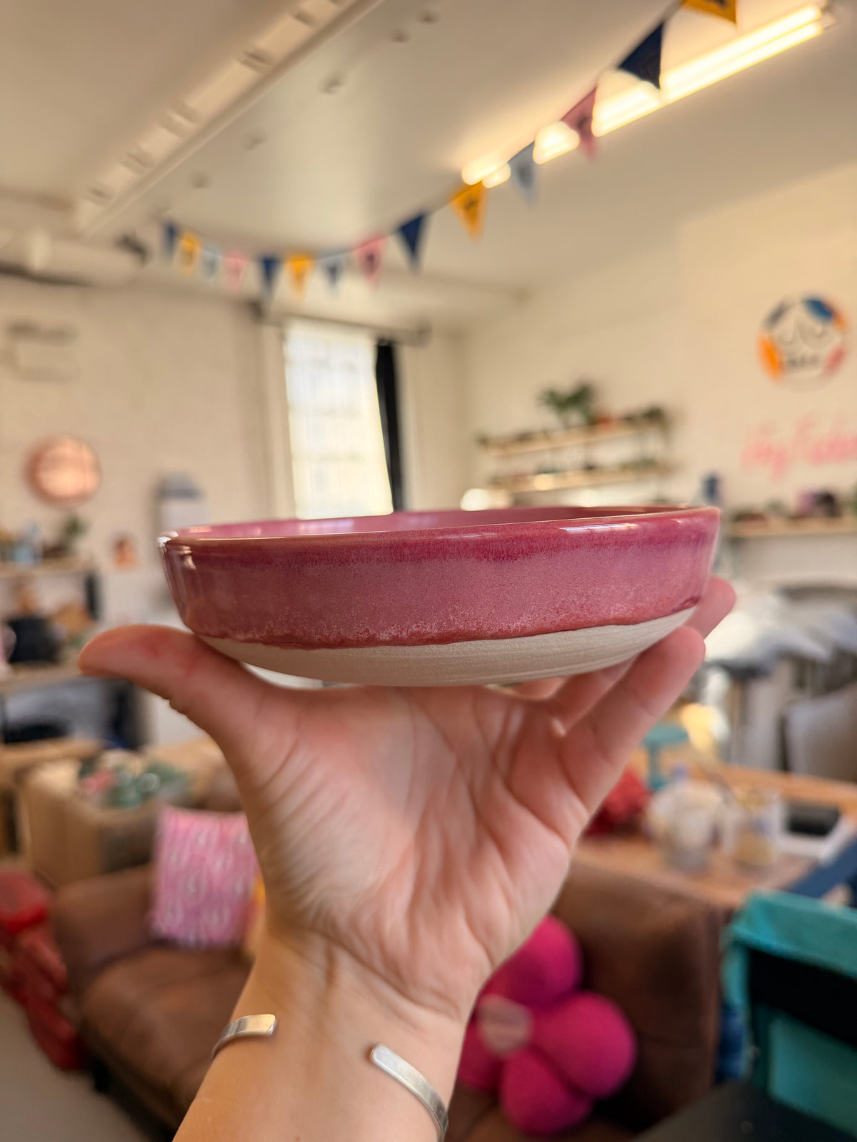 Pink Wheel Thrown Snack Bowl - YOU FAT FUCKING SLAG