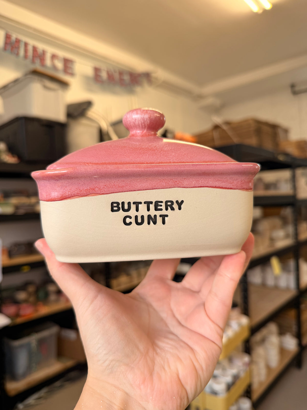 Handmade Pink Butter Dish - BUTTERY CUNT