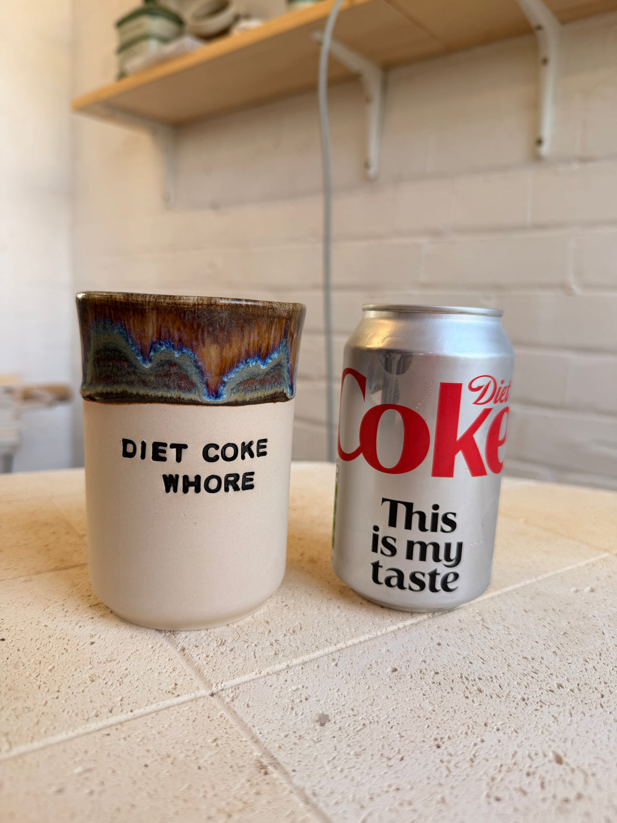 Handmade Sweary Ceramic Cup - DIET COKE WHORE