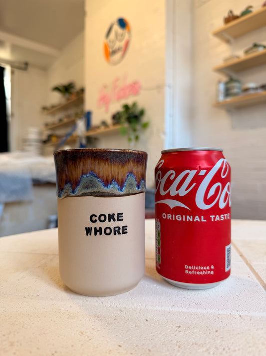 Handmade Sweary Ceramic Cup - COKE WHORE