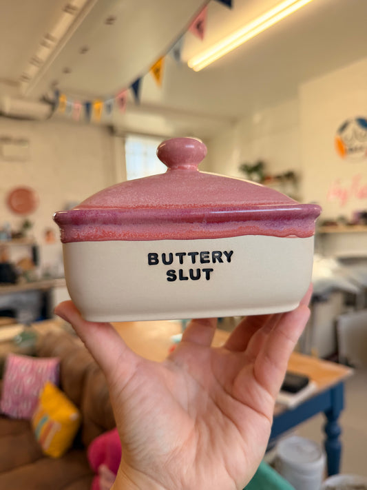 Handmade Pink Butter Dish - BUTTERY SLUT