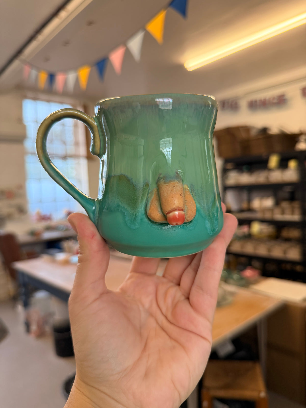 Green and Teal Willy Mug