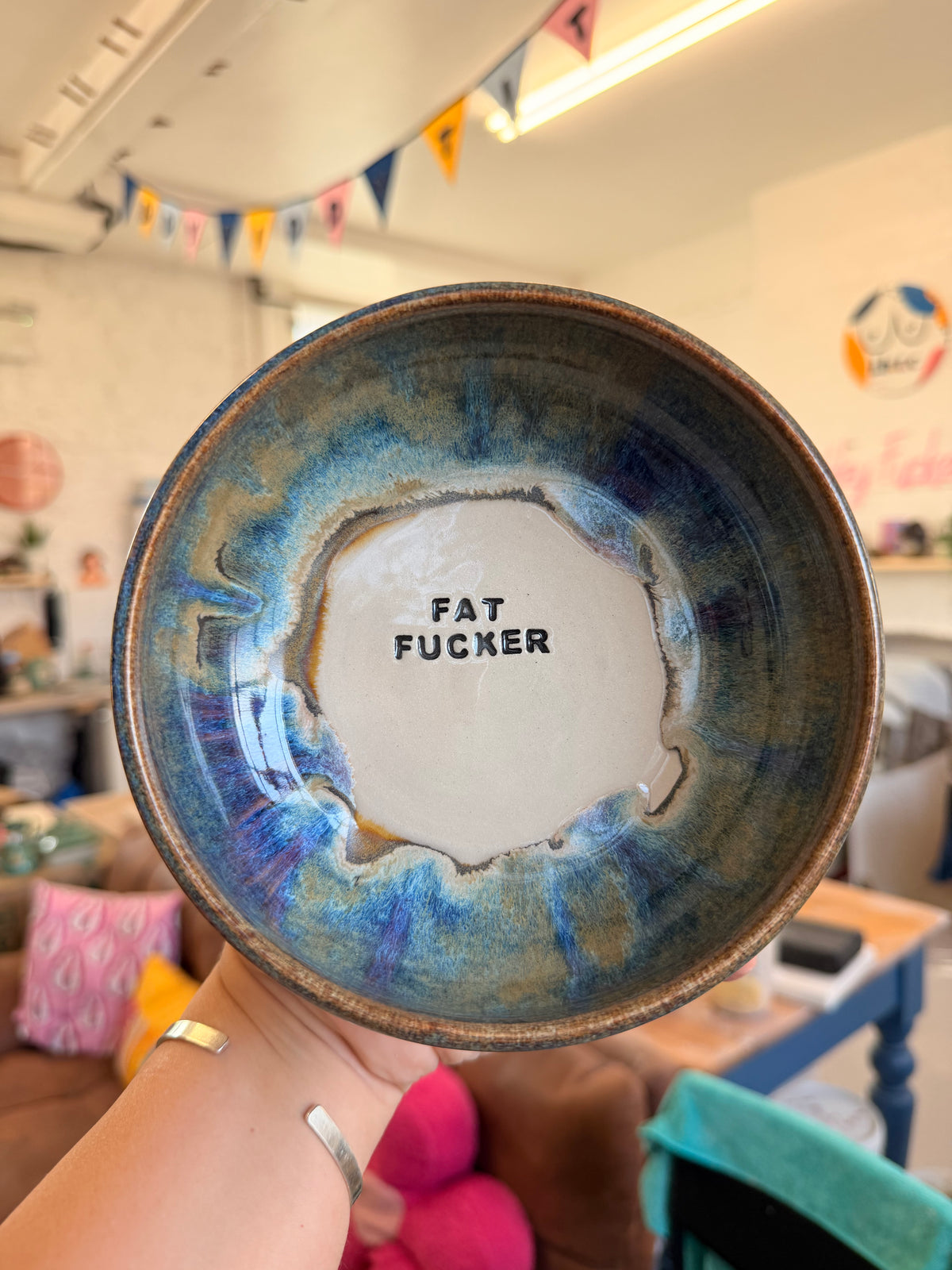 Wheel Thrown Snack Bowl - FAT FUCKER