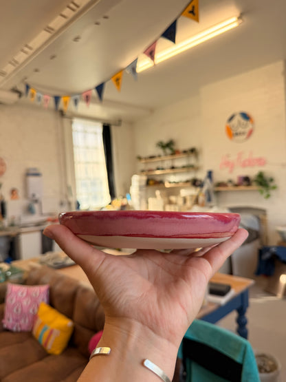 Pink Wheel Thrown Snack Bowl - ALL GONE YOU FAT BITCH
