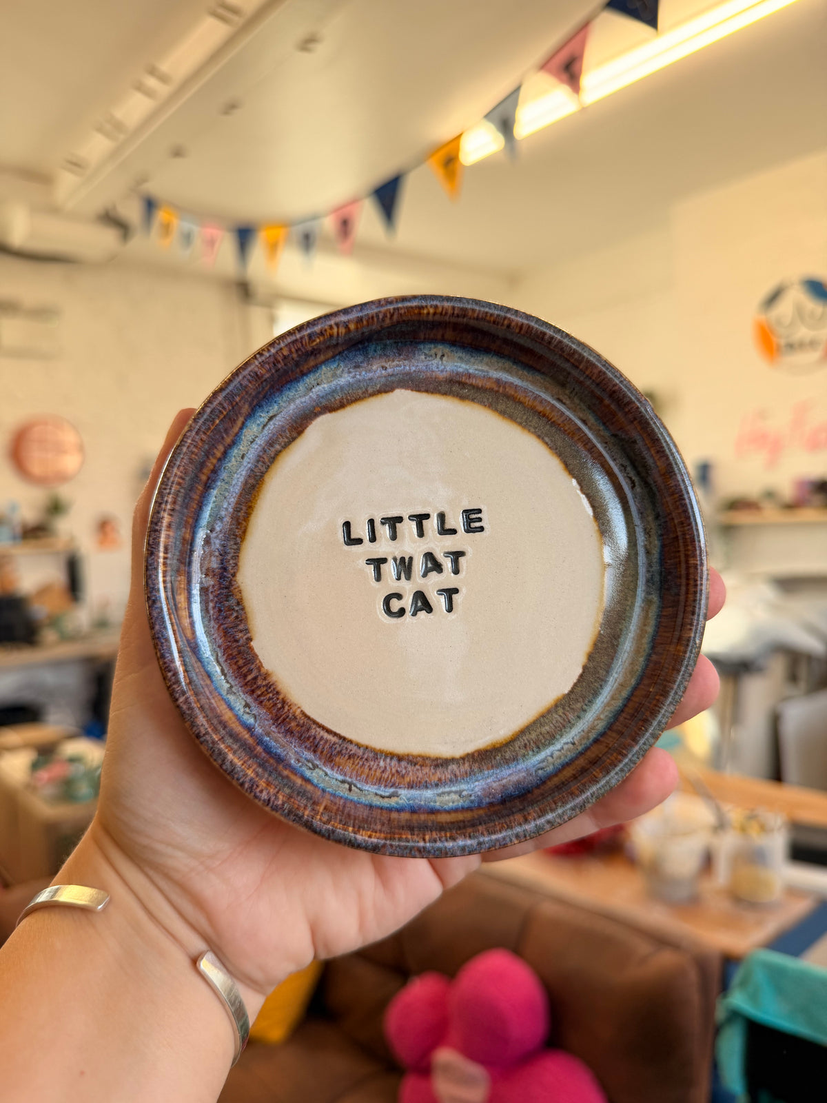 Wheel Thrown Cat Dish - LITTLE TWAT CAT