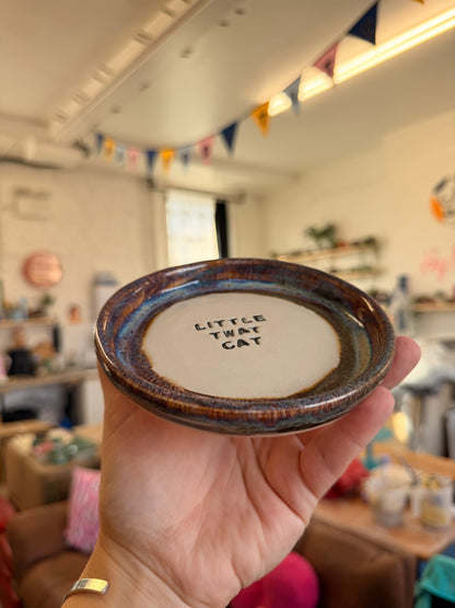Wheel Thrown Cat Dish - LITTLE TWAT CAT