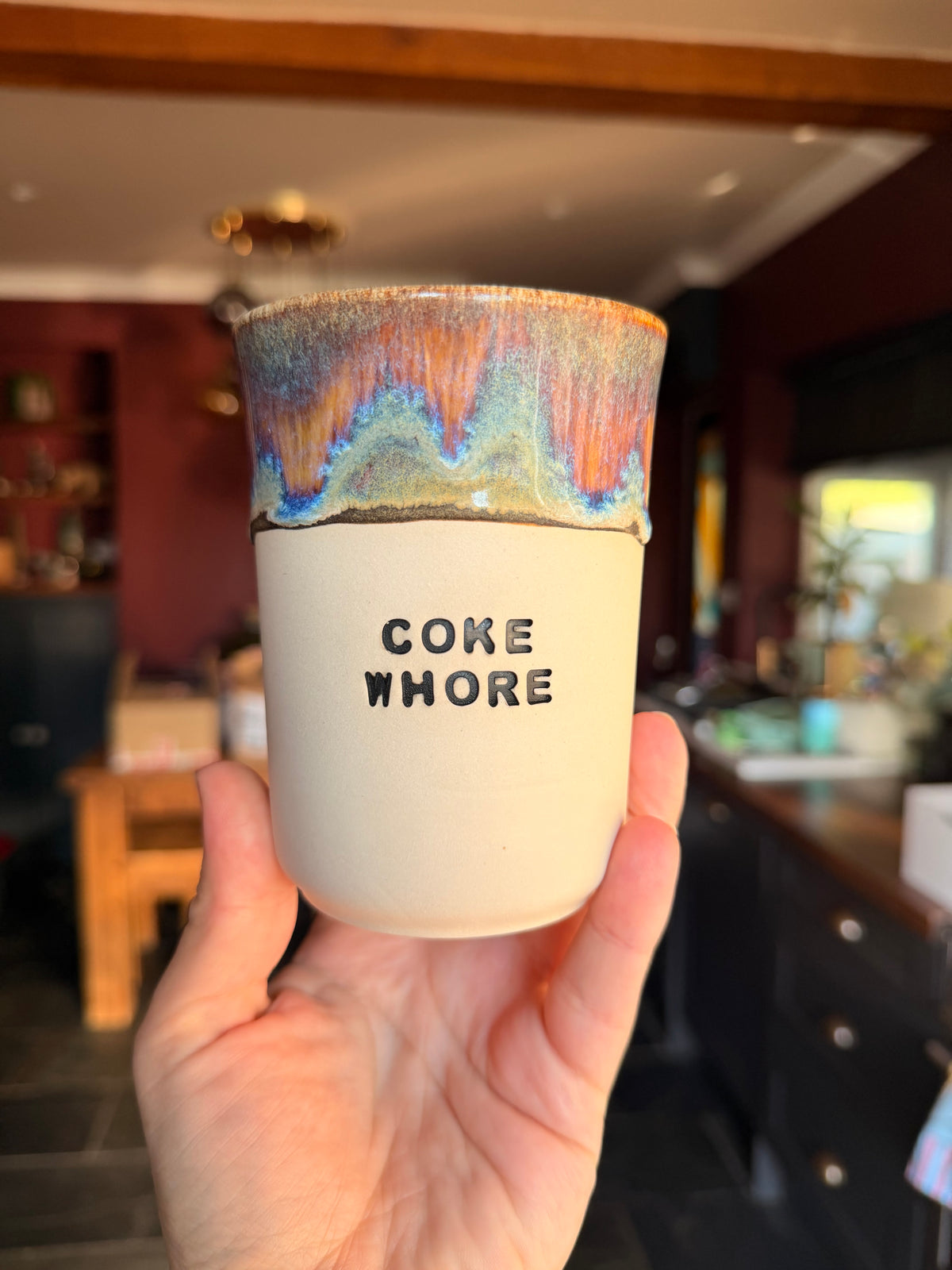 SECONDS Handmade Sweary Ceramic Cup - COKE WHORE