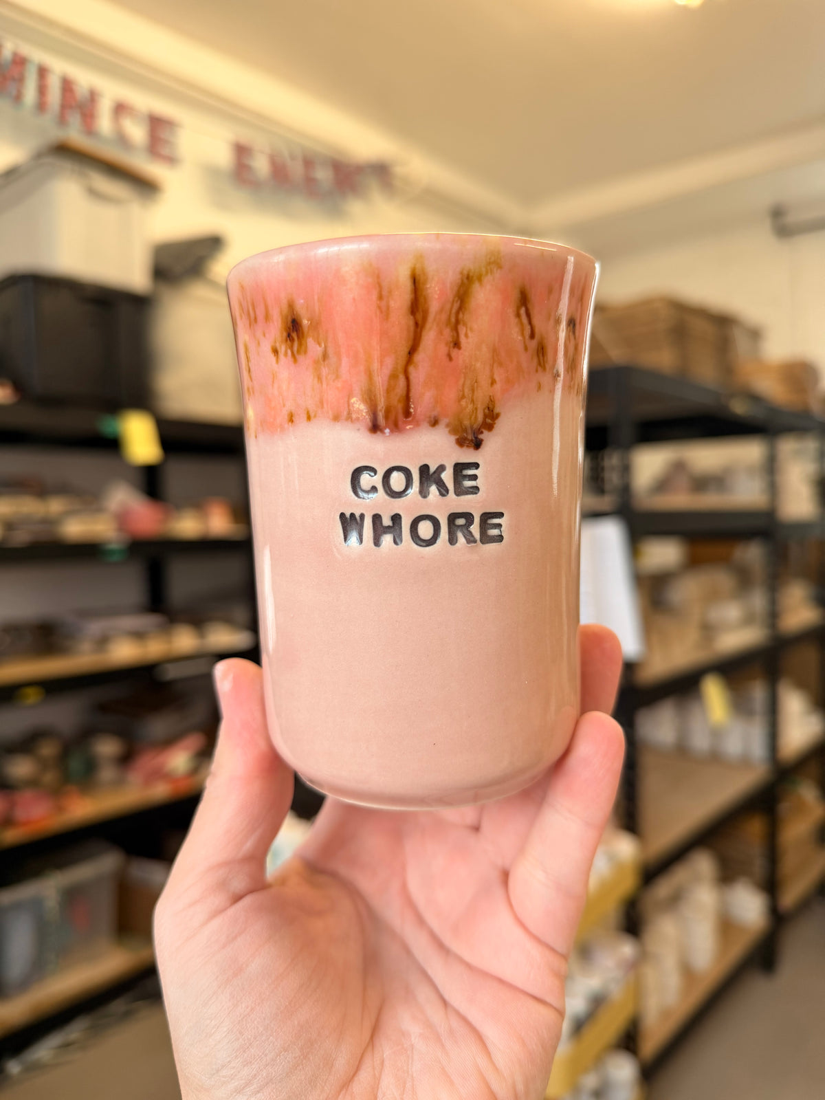 Handmade Sweary Ceramic Cup - COKE WHORE