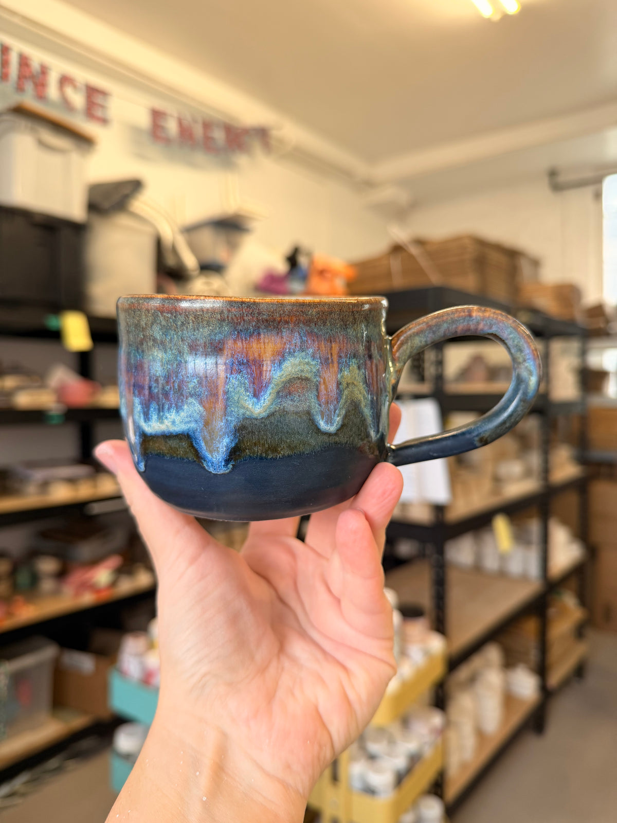 Black and Lightning wheel thrown mug - CUNT