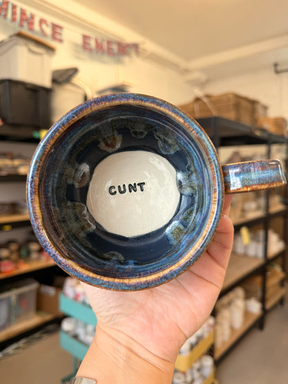 Black and Lightning wheel thrown mug - CUNT