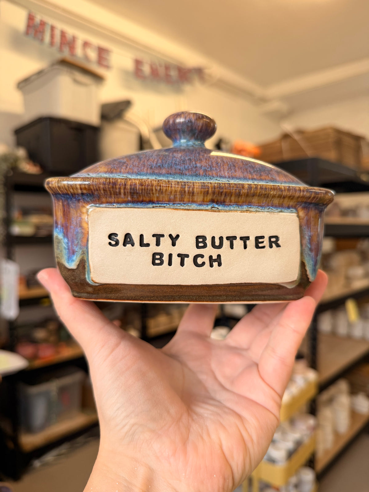 Handmade lightning Butter Dish - SALTY BUTTER BITCH
