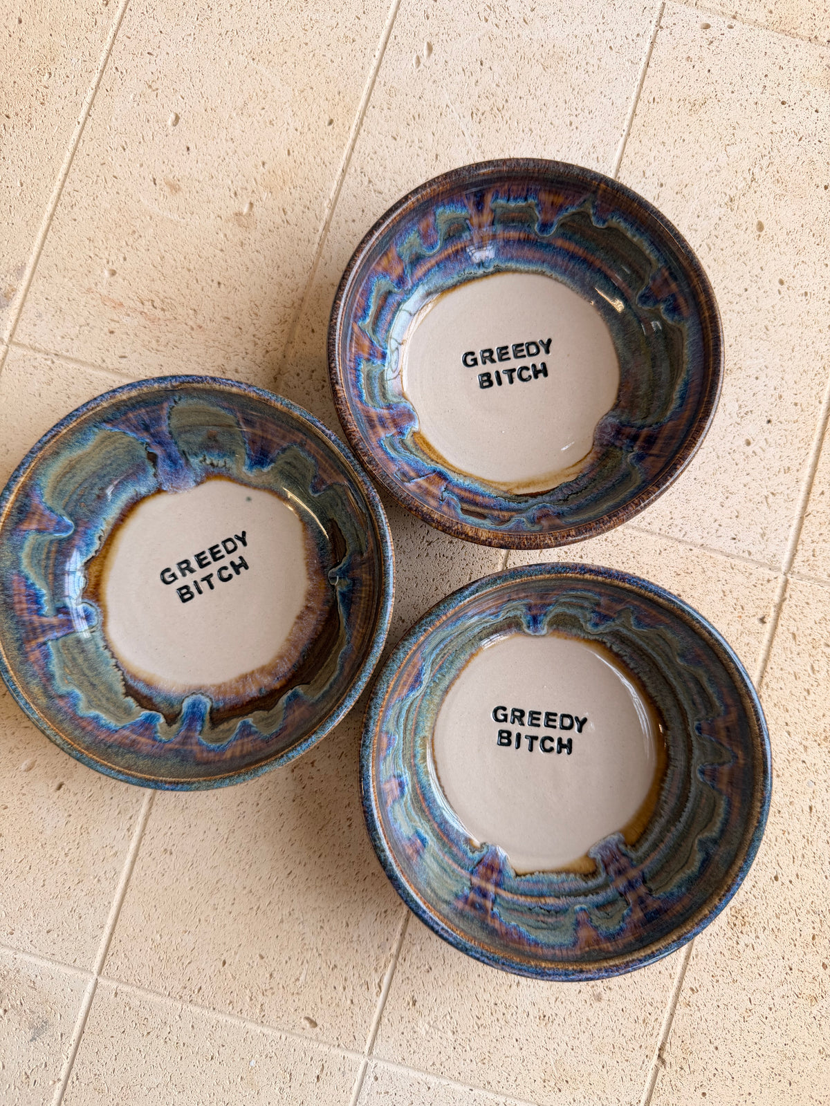 Small Handmade Snack Bowl -  GREEDY BITCH