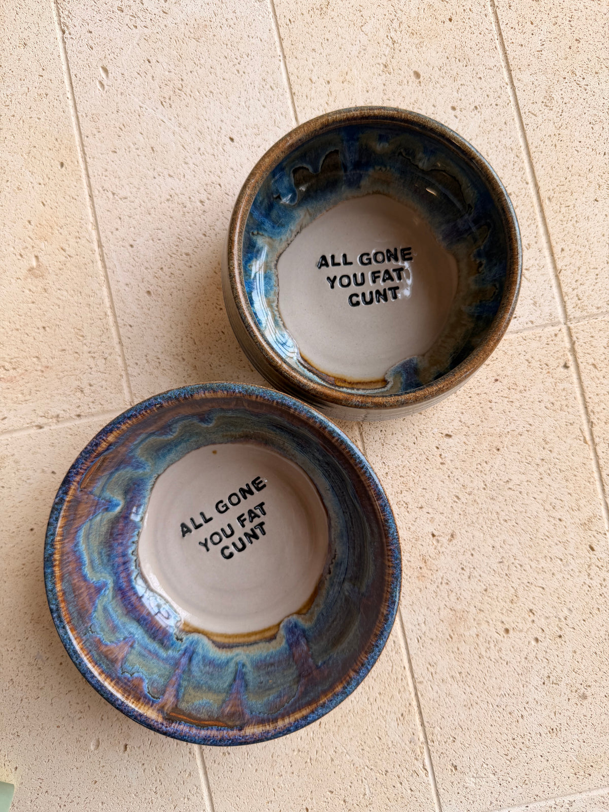 Small Handmade Snack Bowl - ALL GONE YOU FAT CUNT